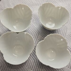 Set of Four White Heart-Shaped Bowls